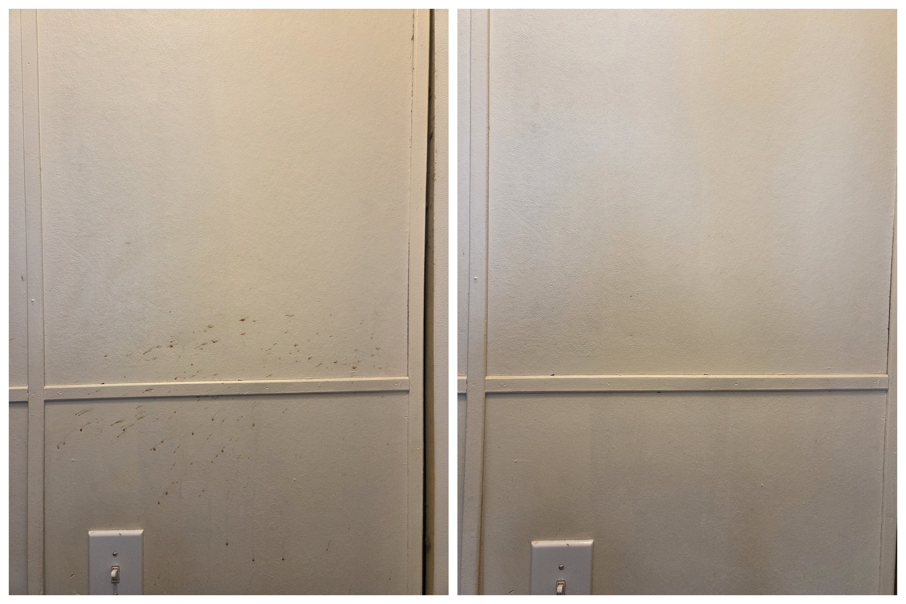 Before and after wall cleaning in a home