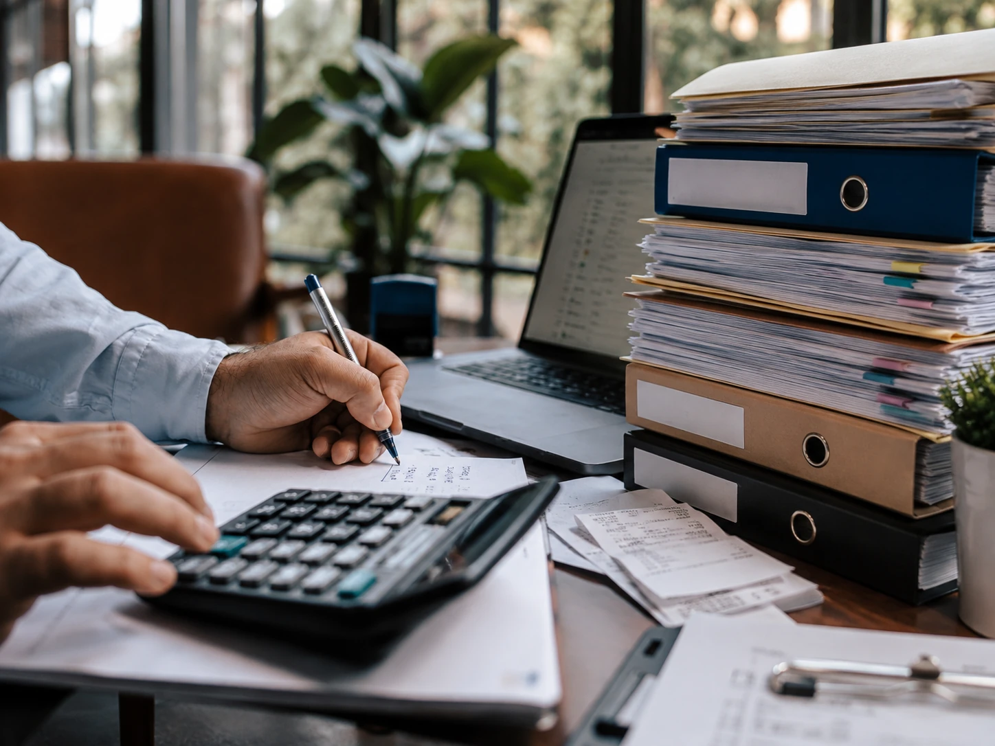 Professional reviewing accounting records and financial statements for a Florida small business