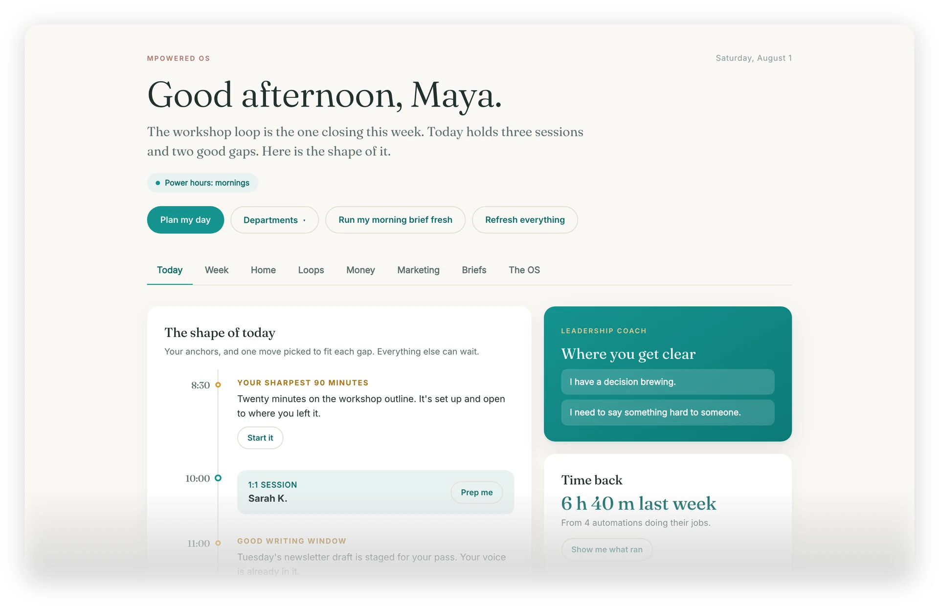 The MPoweredOS dashboard