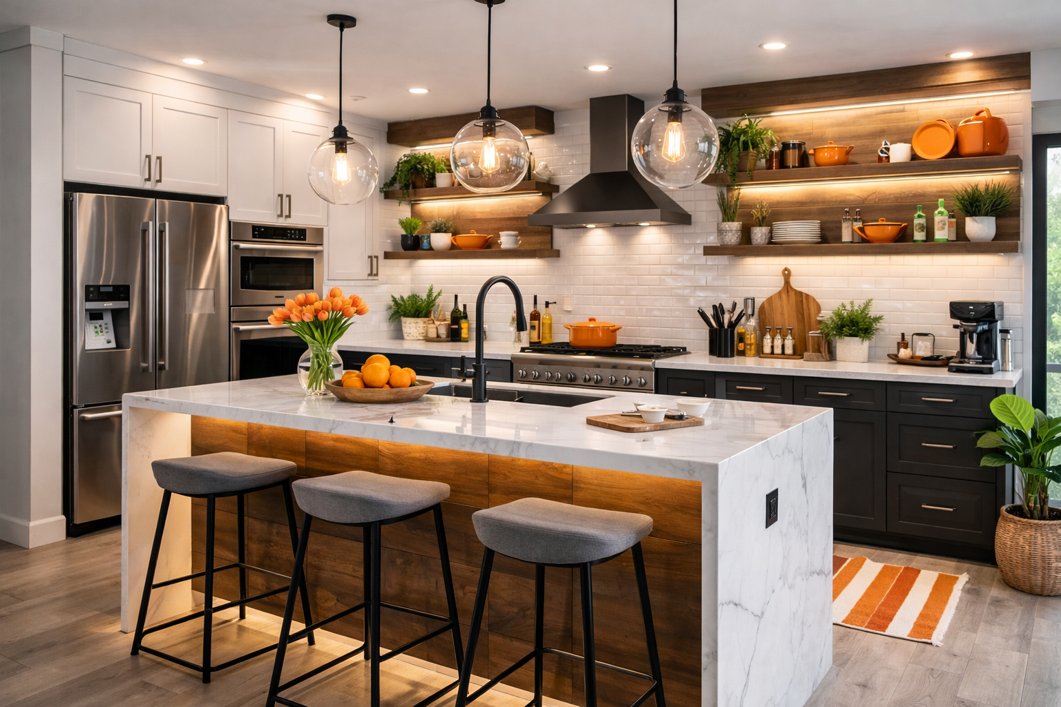 countertop with accent colors