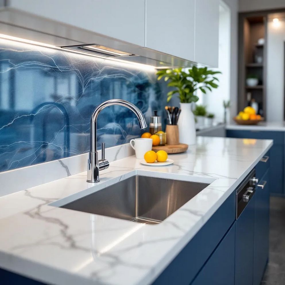 kitchen with blue hues kitchen with blue hues