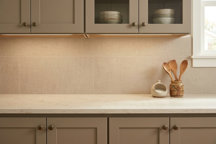 A stylish backsplash connecting newly updated countertops and cabinets in a kitchen remodeling near me project. A stylish backsplash connecting newly updated countertops and cabinets in a kitchen remodeling near me project.
