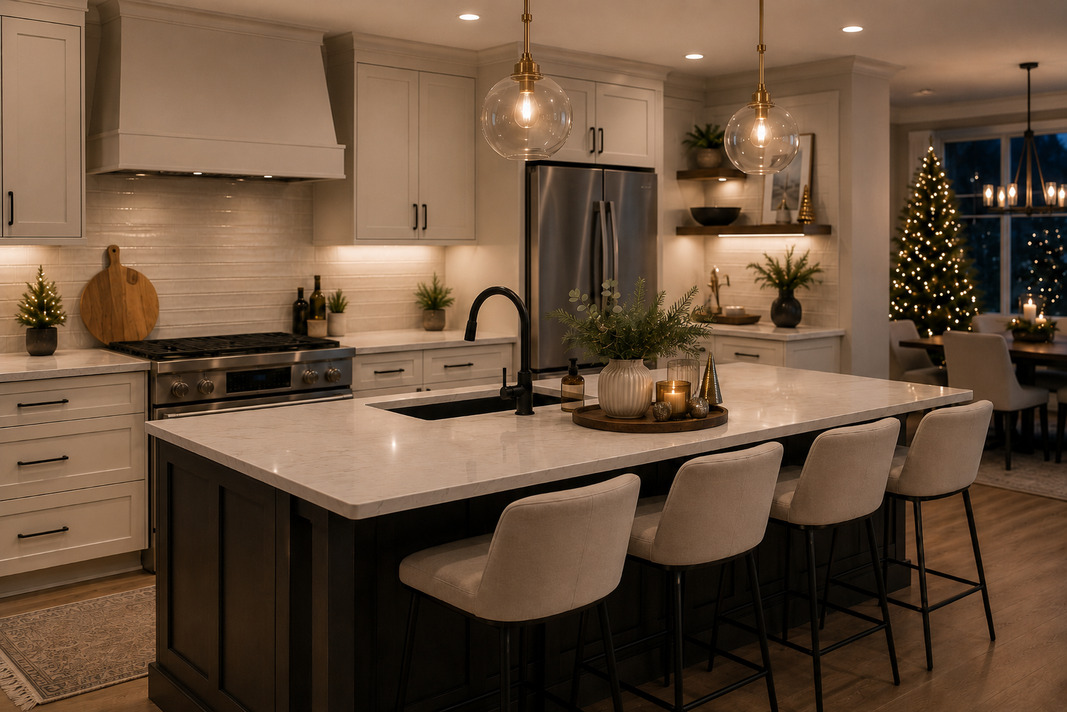 New quartz countertops installed over an existing layout for a fast, one-day kitchen remodel. New quartz countertops installed over an existing layout for a fast, one-day kitchen remodel.