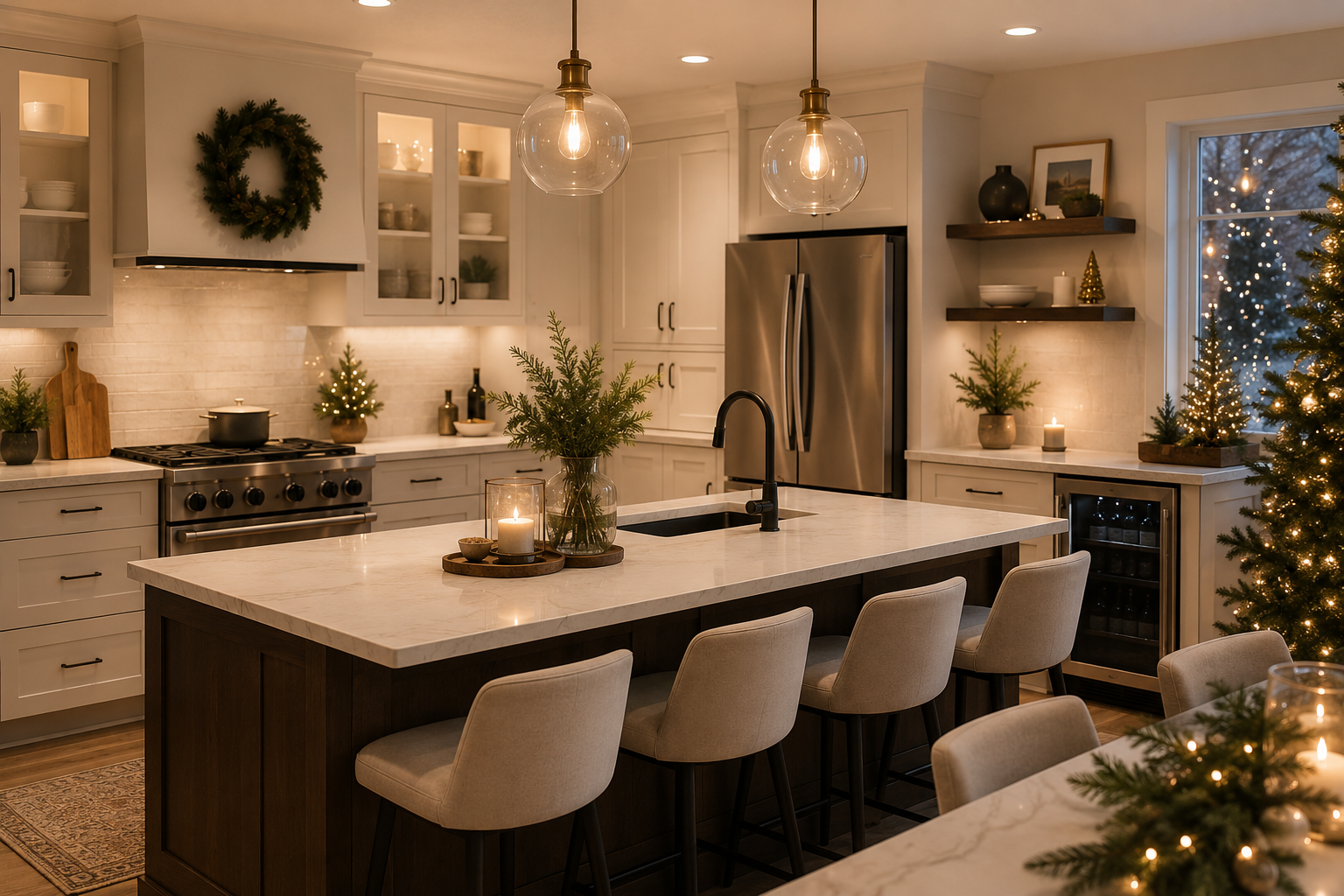 An updated kitchen with refreshed cabinets and simple seasonal decor, ready for guests after a kitchen remodel. An updated kitchen with refreshed cabinets and simple seasonal decor, ready for guests after a kitchen remodel.