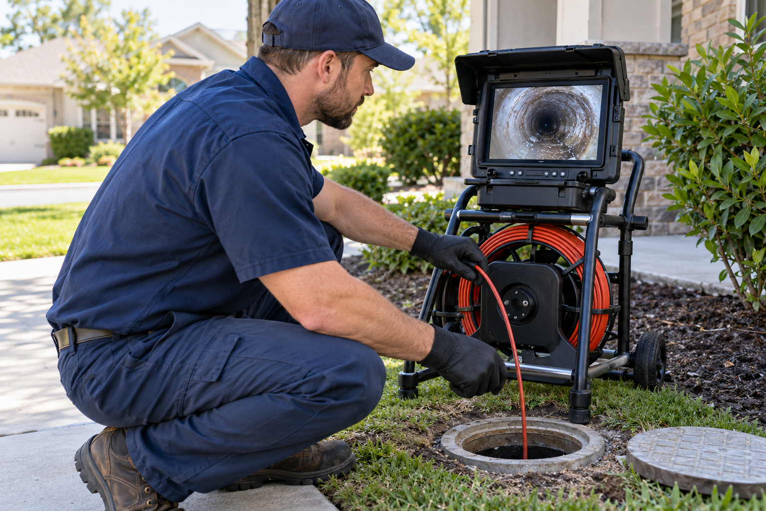 Camera inspection of a residential sewer line