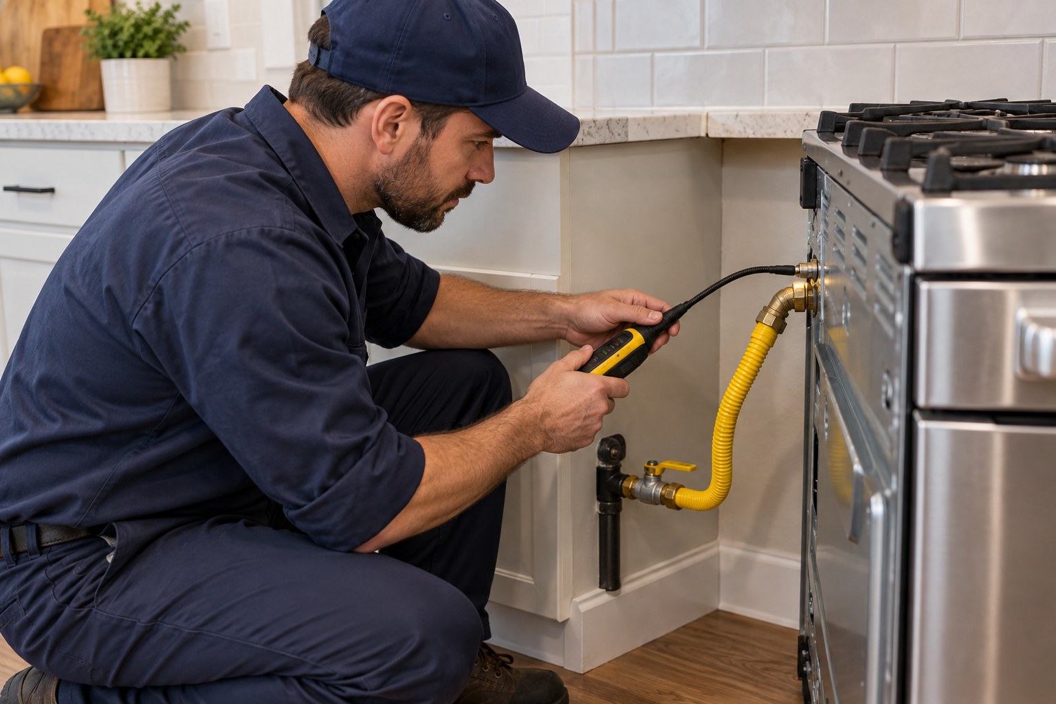 Plumber installing a new faucet and fixtures