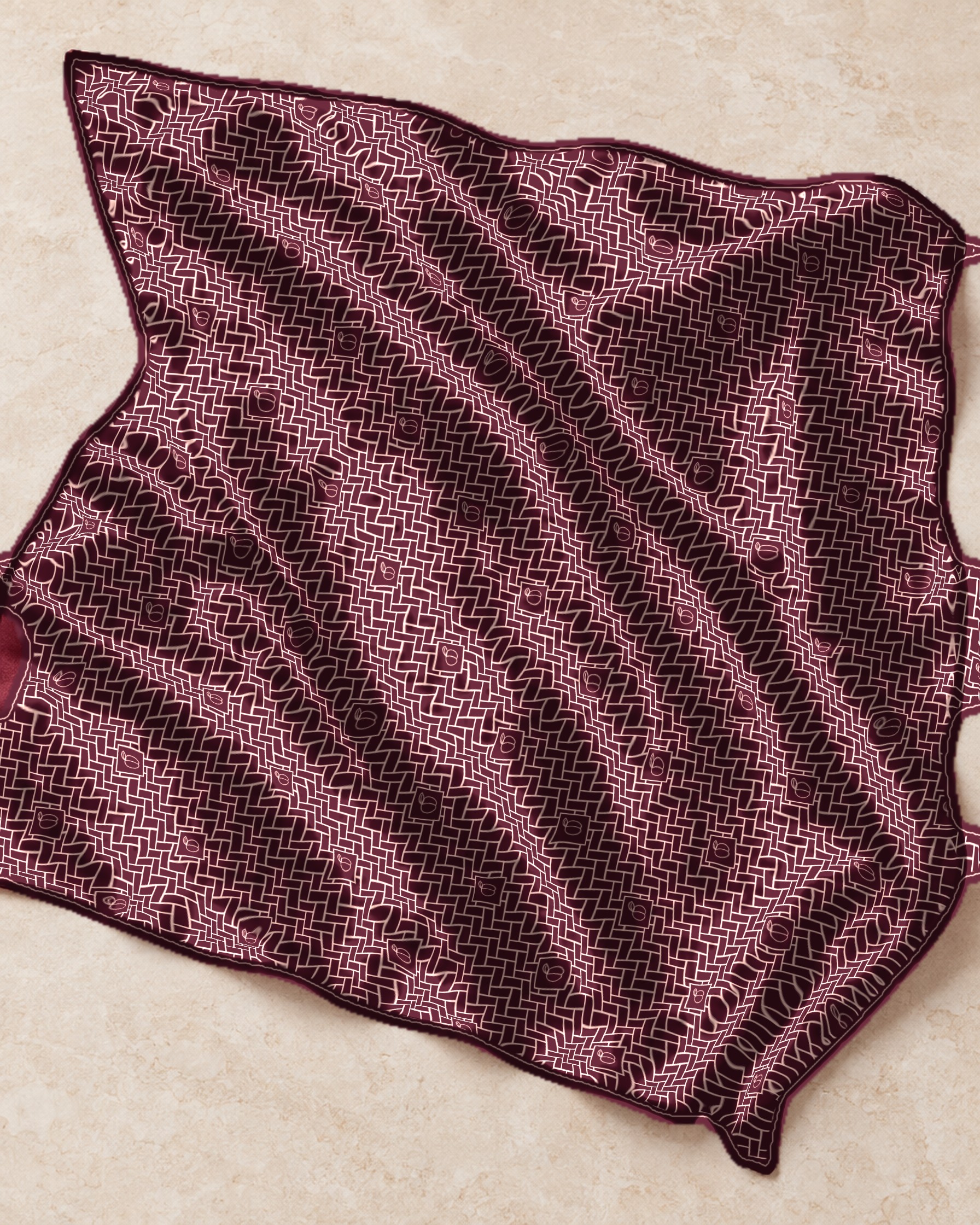 Sweet Auburn silk scarf in Bordeaux / Blush
