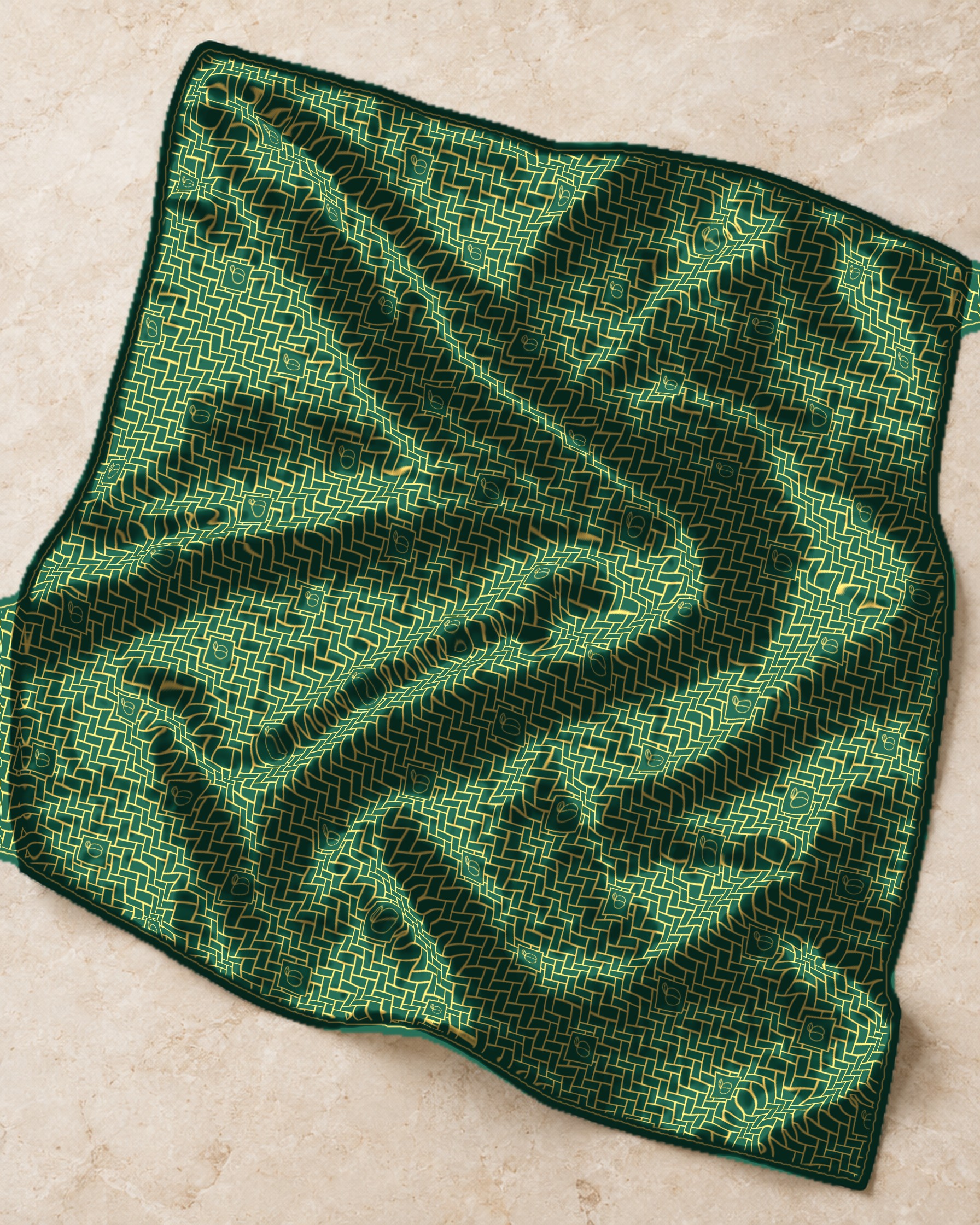 Buckhead silk scarf in Emerald / Antique Gold