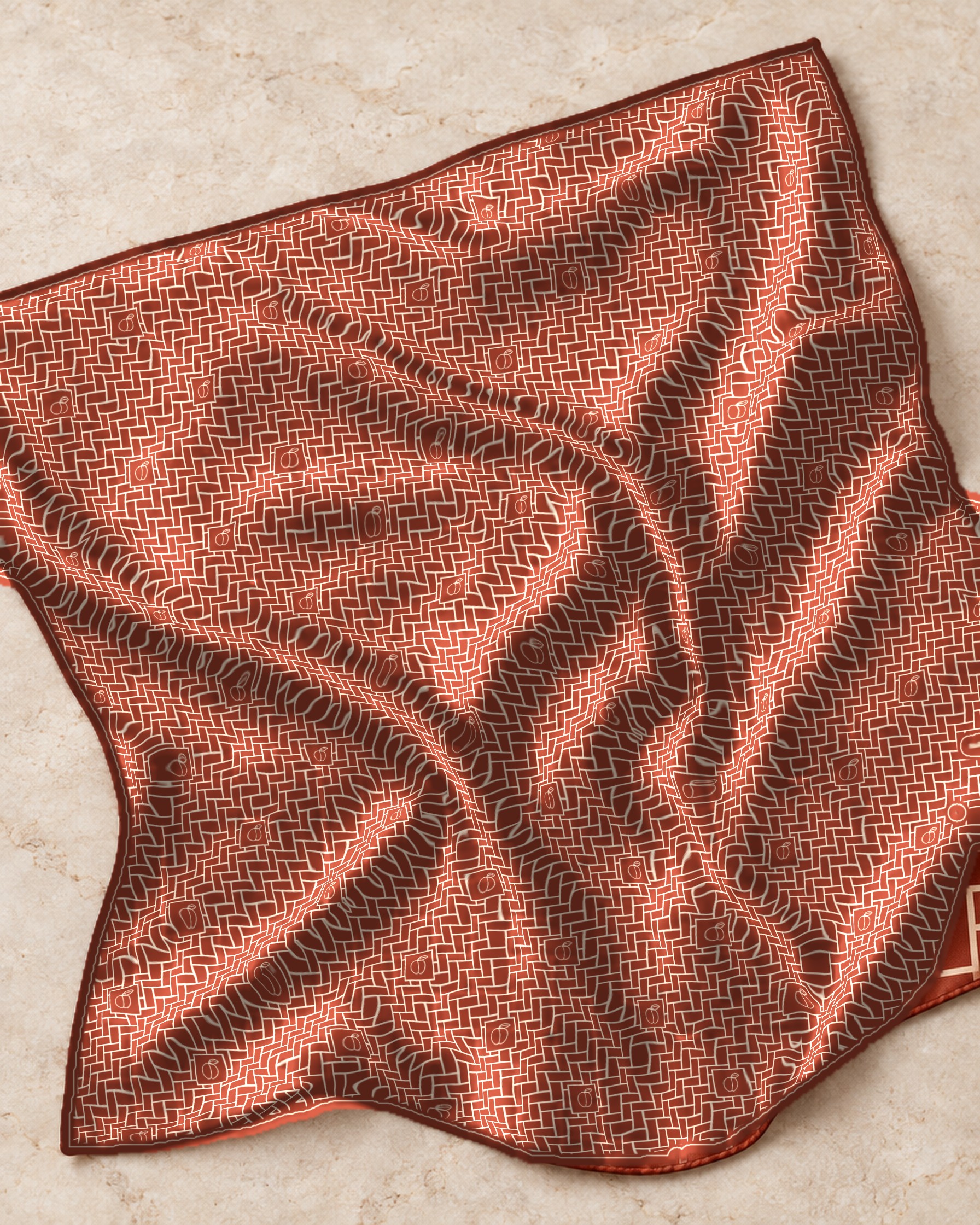 Red Clay silk scarf in Clay / Cream