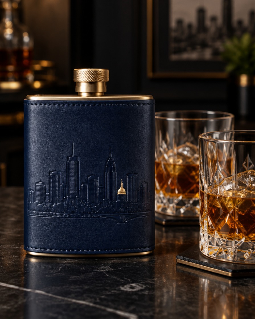 Navy Whiskey Flask