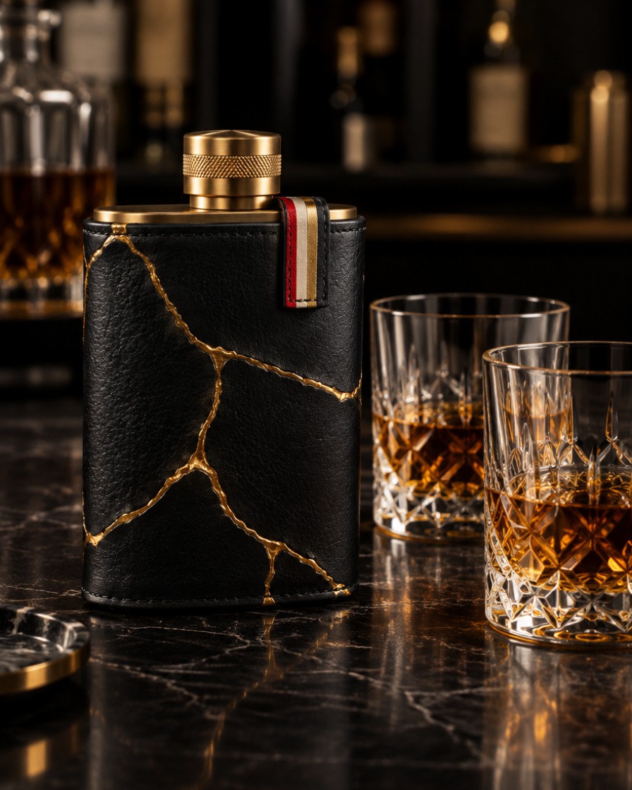 Black Whiskey Flask