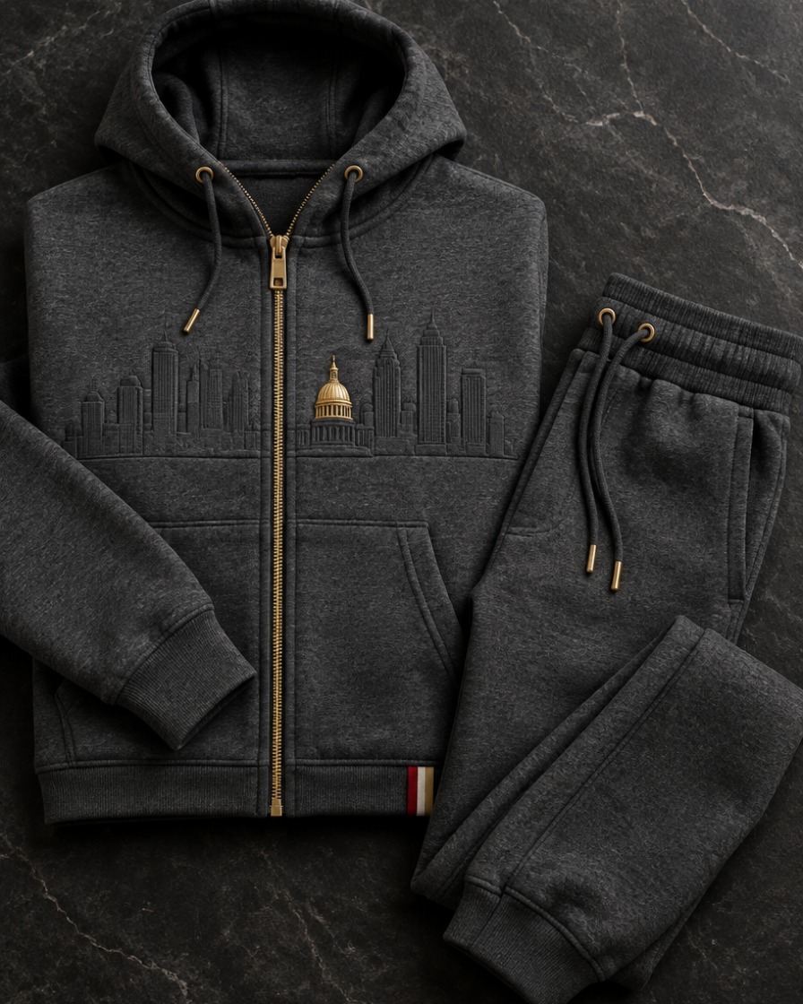 Grey Zip Hoodie Set
