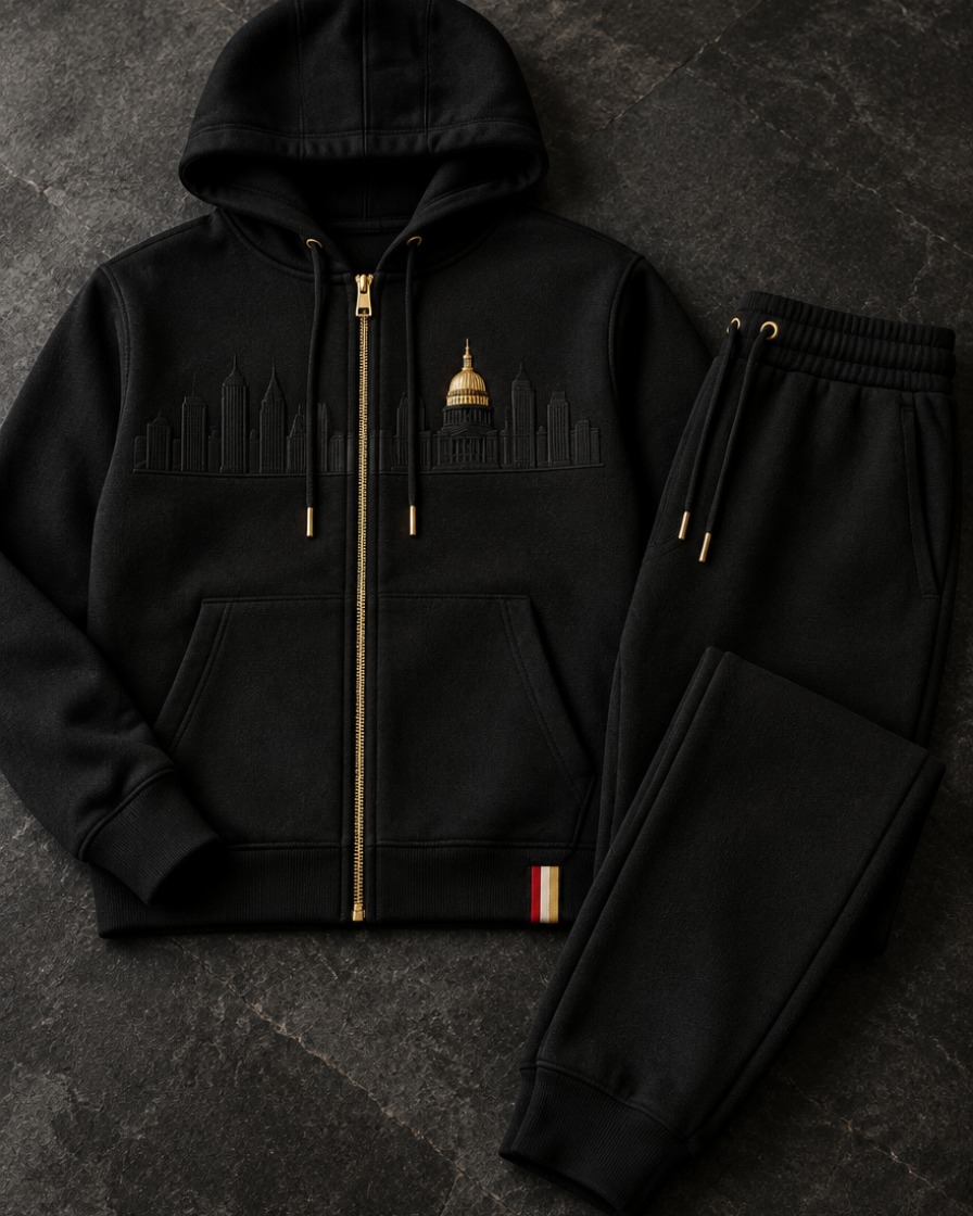 Black Zip Hoodie Set