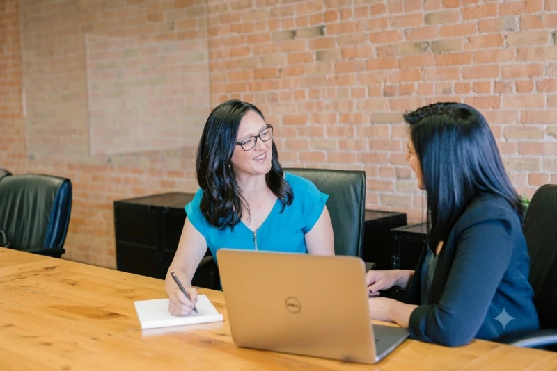 Professionals collaborating in a meeting