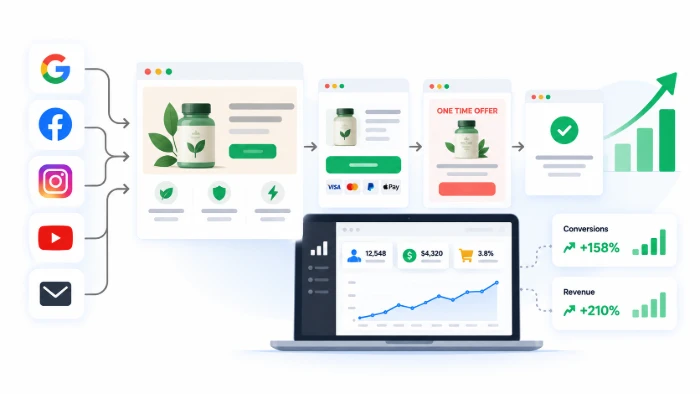 Multi-step sales funnel visualization