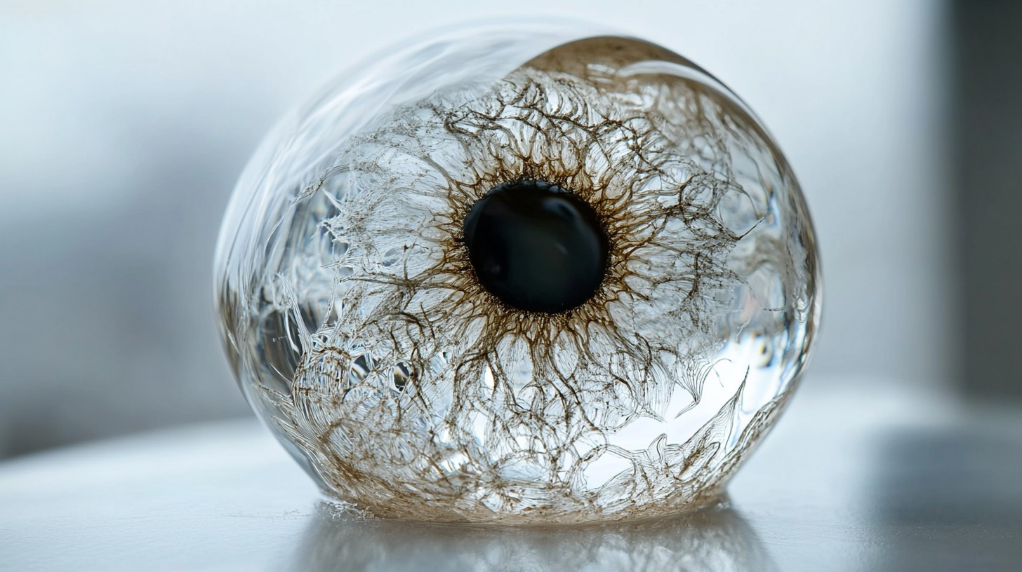Glass eye sculpture representing your digital shadow