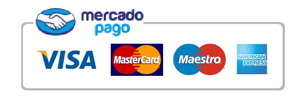 Medios de pago: Mercado Pago, Visa, Mastercard, American Express