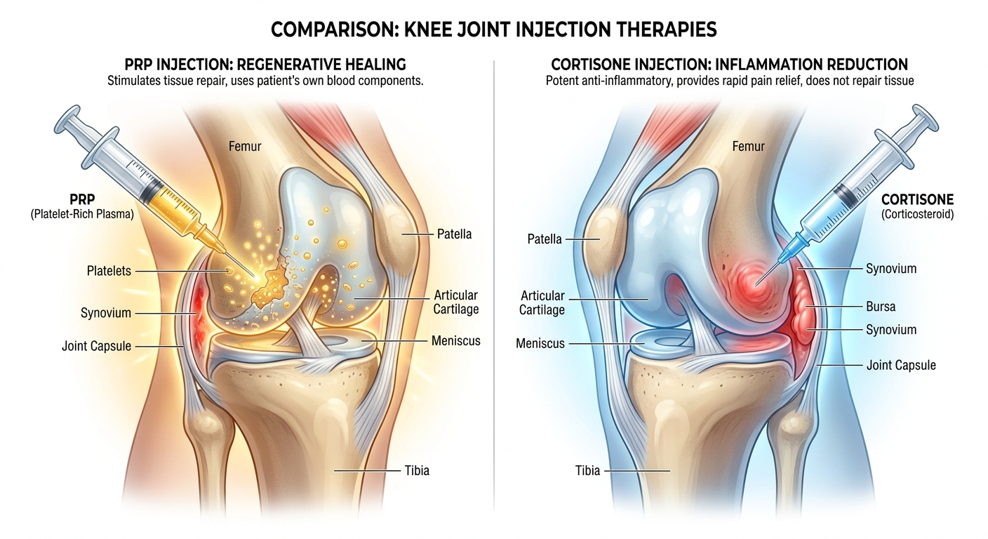 H1: PRP vs Cortisone for Knee Pain: What’s the Difference?