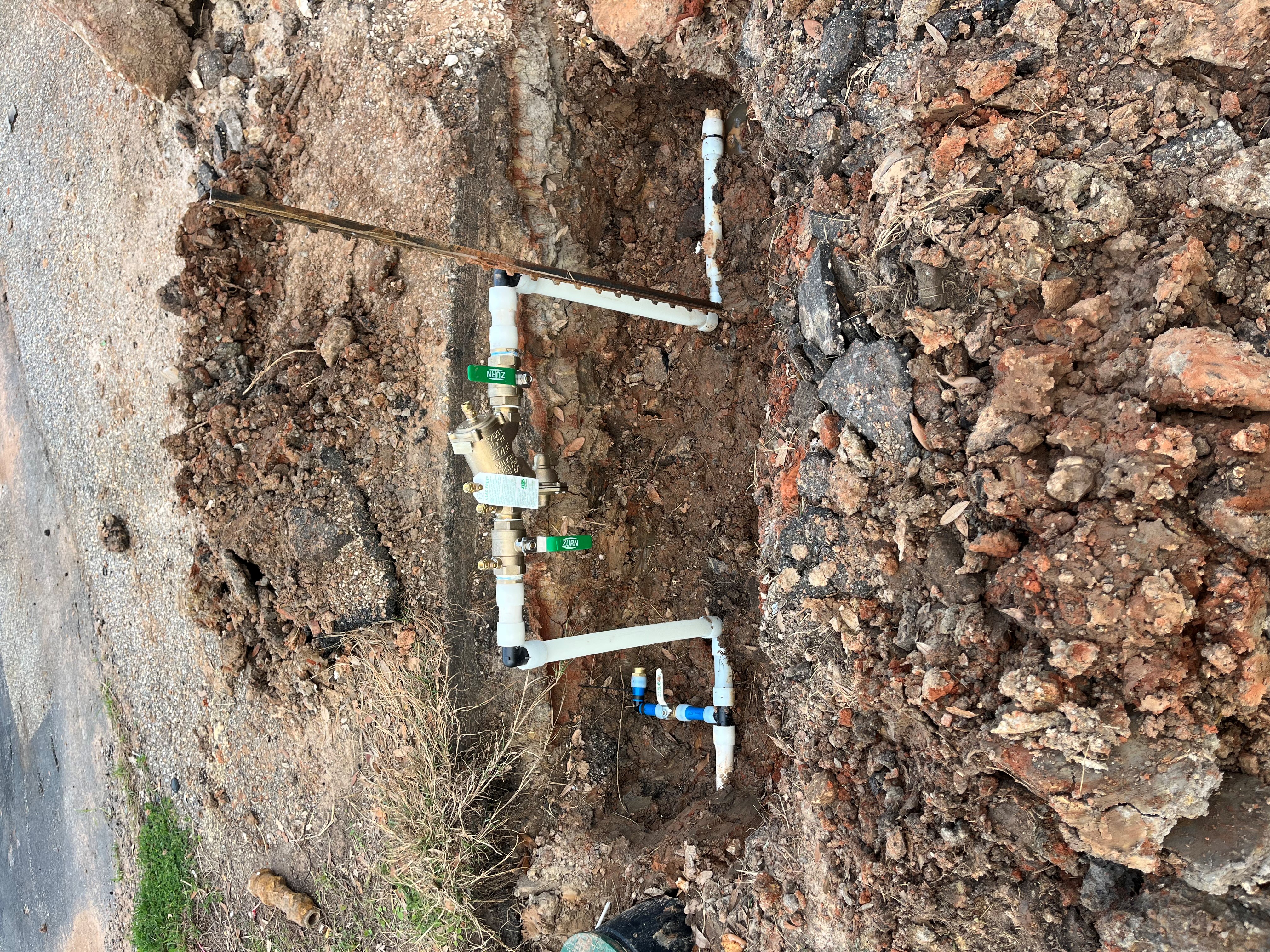 Water line repair and replacement in progress, professional plumbing solutions.