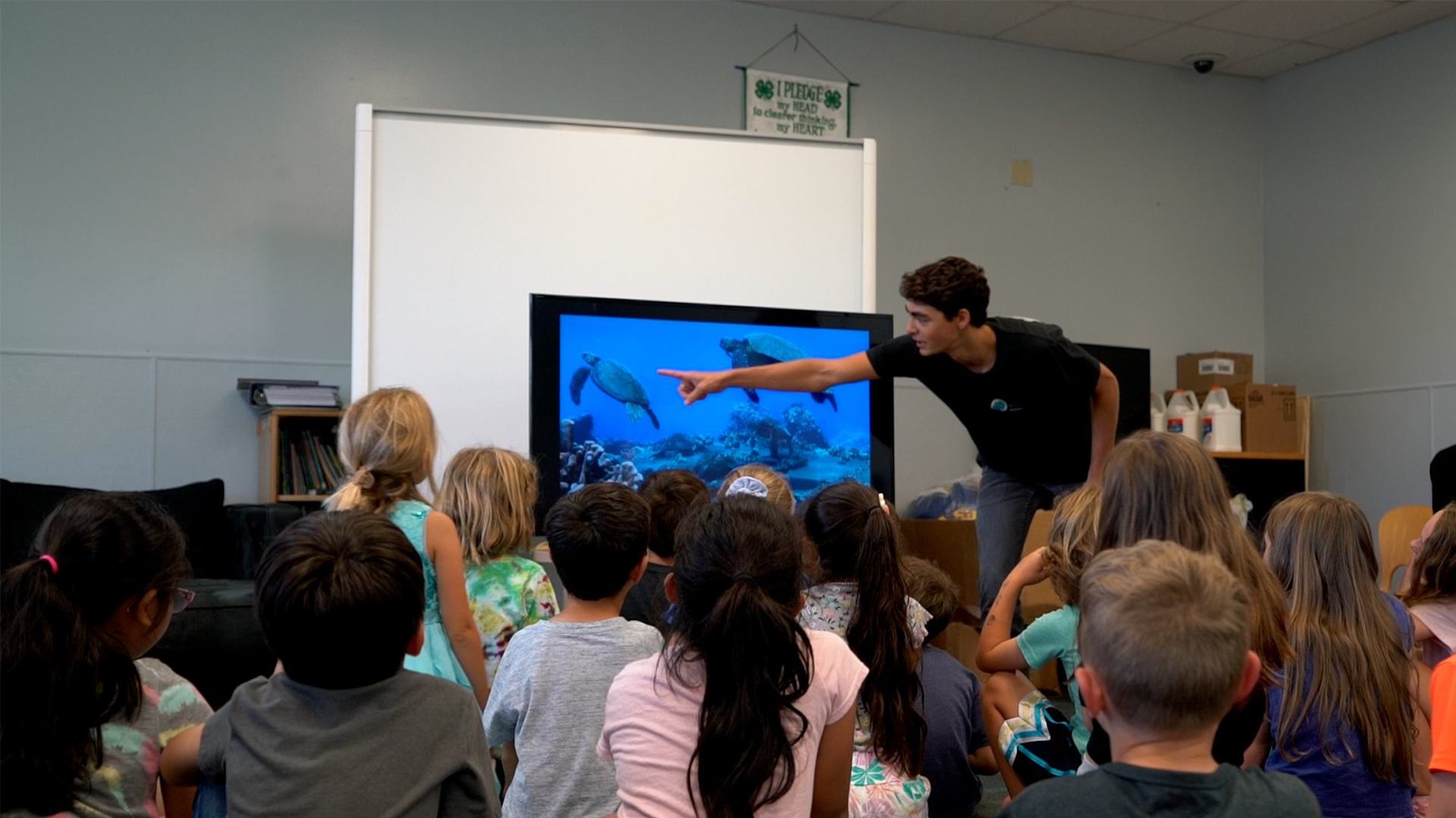 Our education team working with a group of students on Oahu, Hawaii