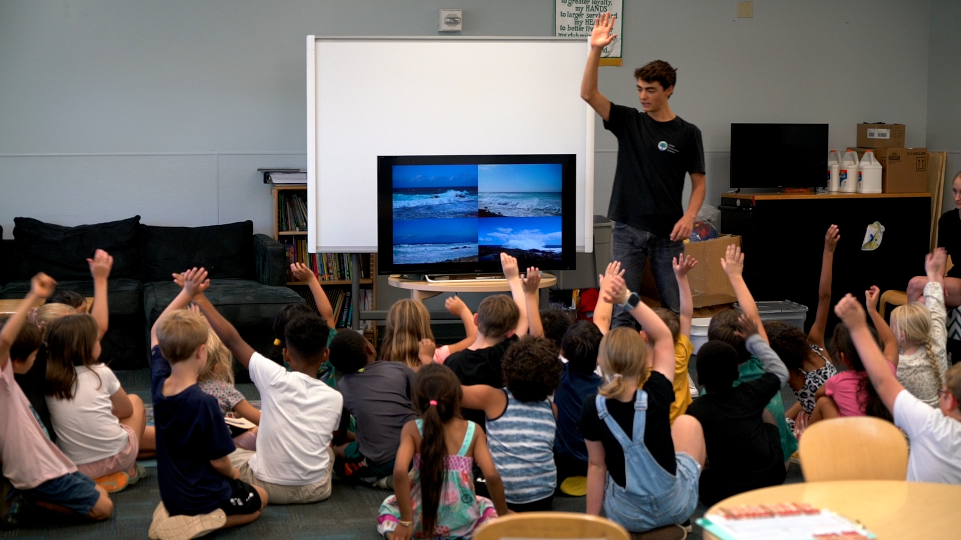 Our education team working with a group of students on Oahu, Hawaii.