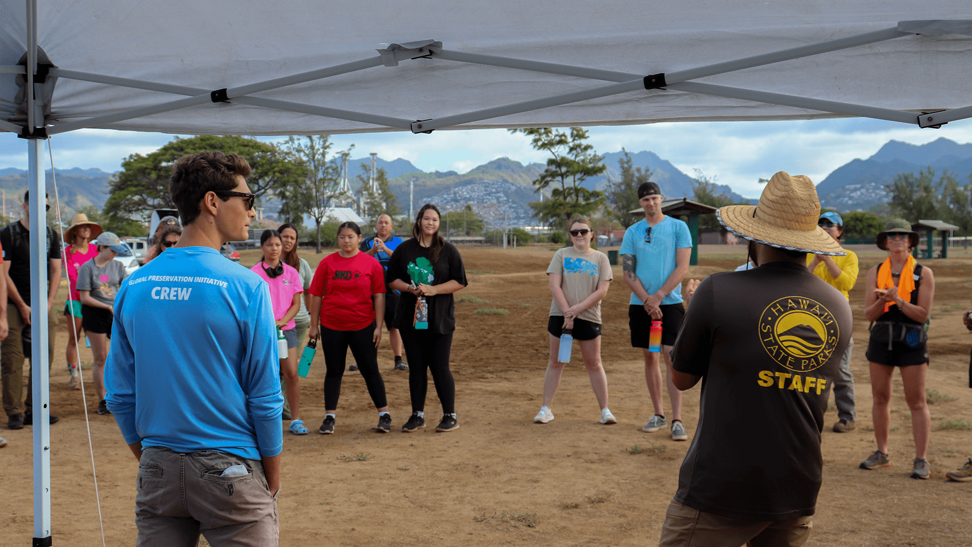 Community volunteers at an environmental cleanup event