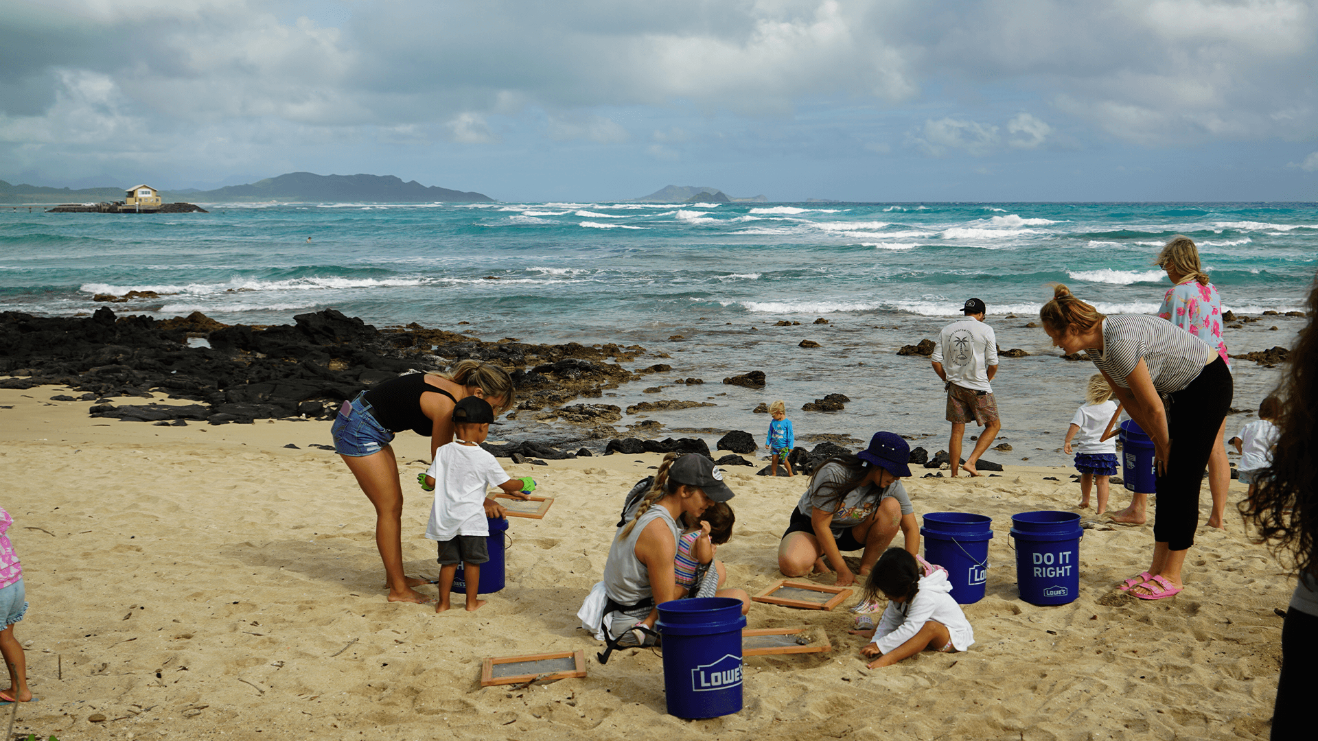 Community volunteers at an environmental cleanup event