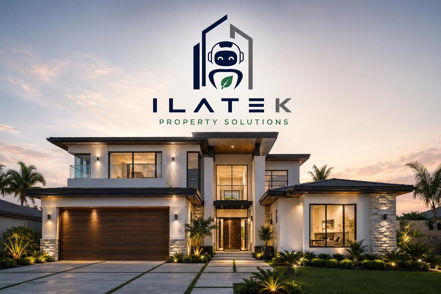 Equipo de Ilatek Property Solution en Puerto Rico — profesionales de limpieza y techos frente a las camionetas de la empresa
