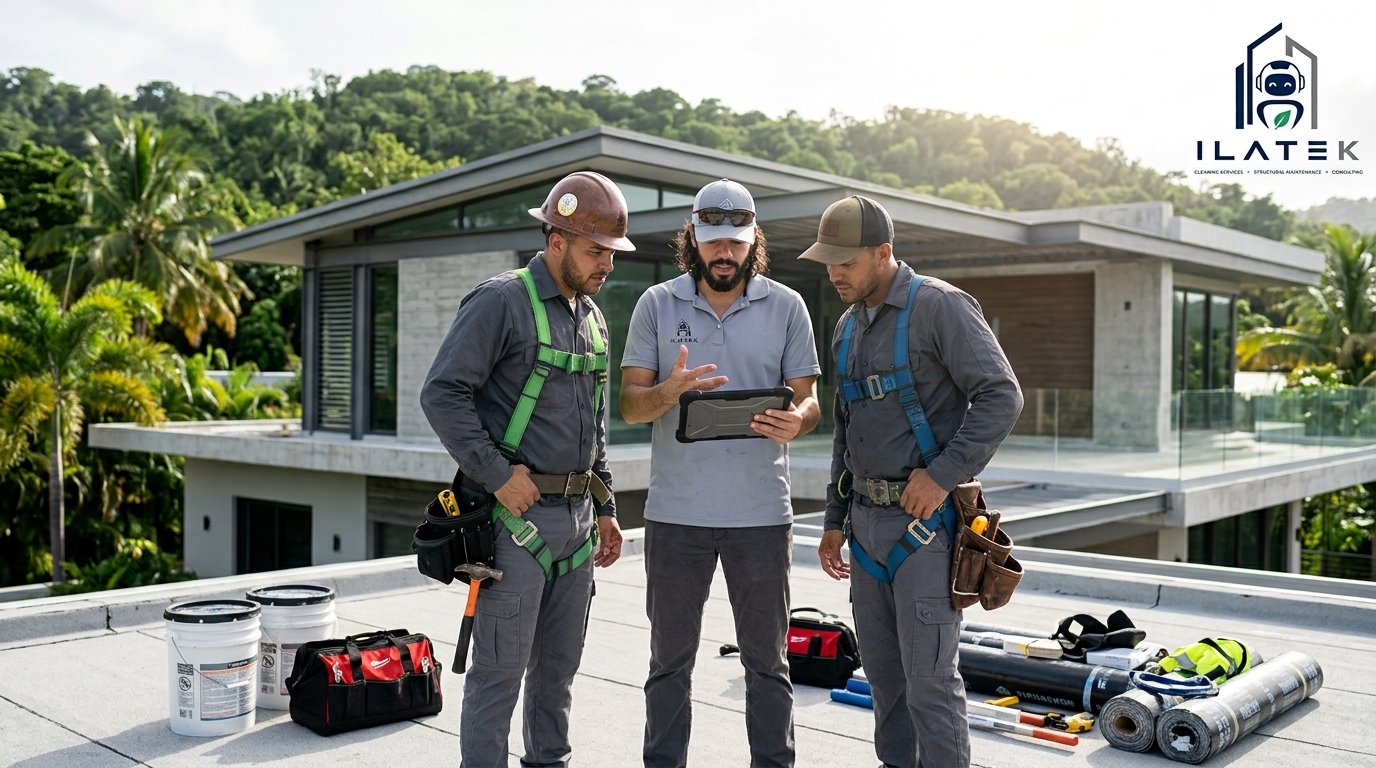 Reparación de techos de concreto y zinc de Ilatek Techos en Aguada, Puerto Rico — tratamiento de grietas y filtraciones