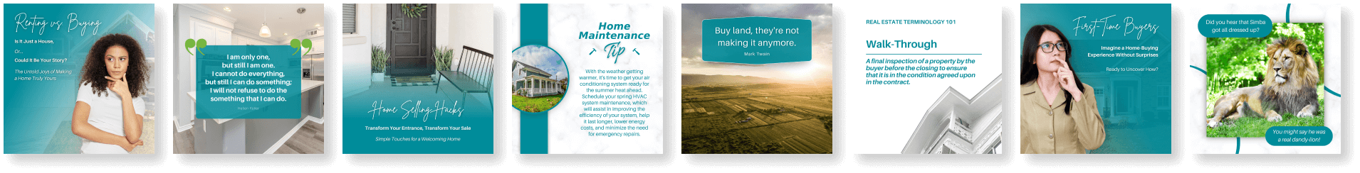 8 samples of the templates included with the April Canva Templates Bundle.