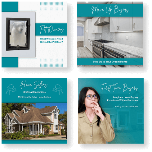 Sample marketing templates from April Real Estate Marketing Bundle for Instagram and Facebook.