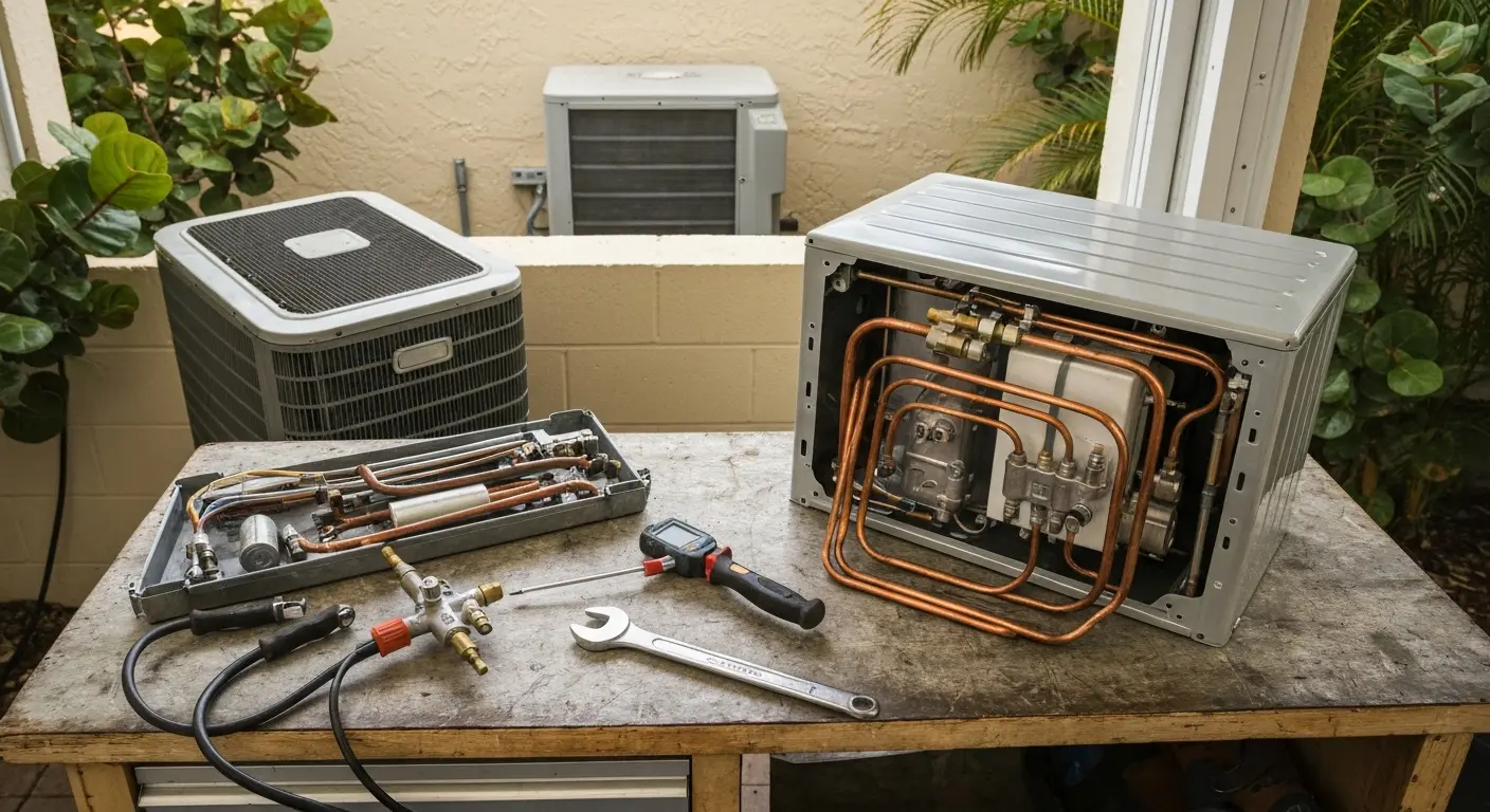 Residential AC repair technician