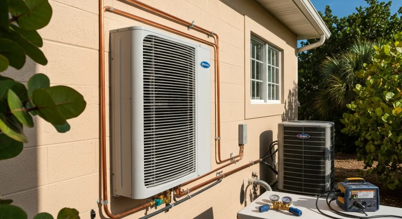 Mini split ductless cooling system installation