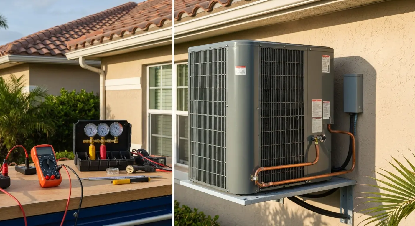 Air conditioning repair in progress