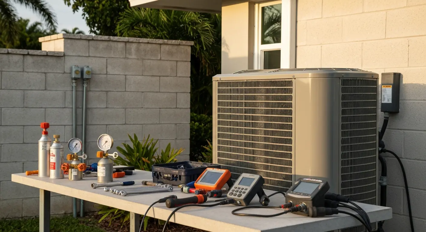 AC repair service at residential home