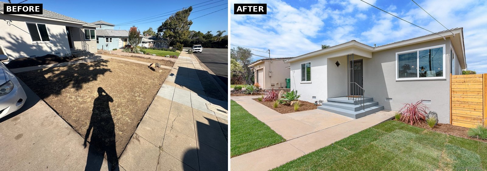 Point Loma Heights front yard before and after
