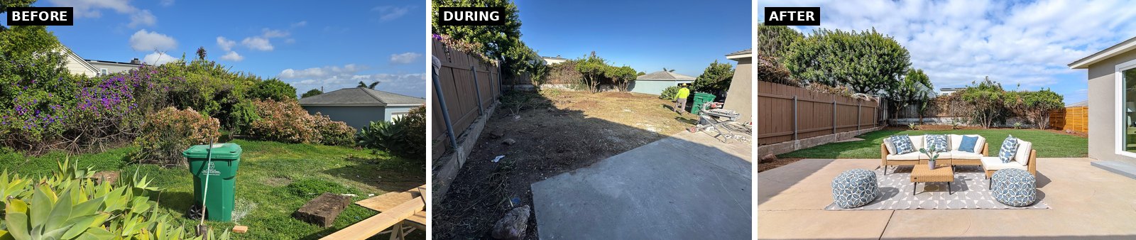 Point Loma Heights backyard: before, during and after