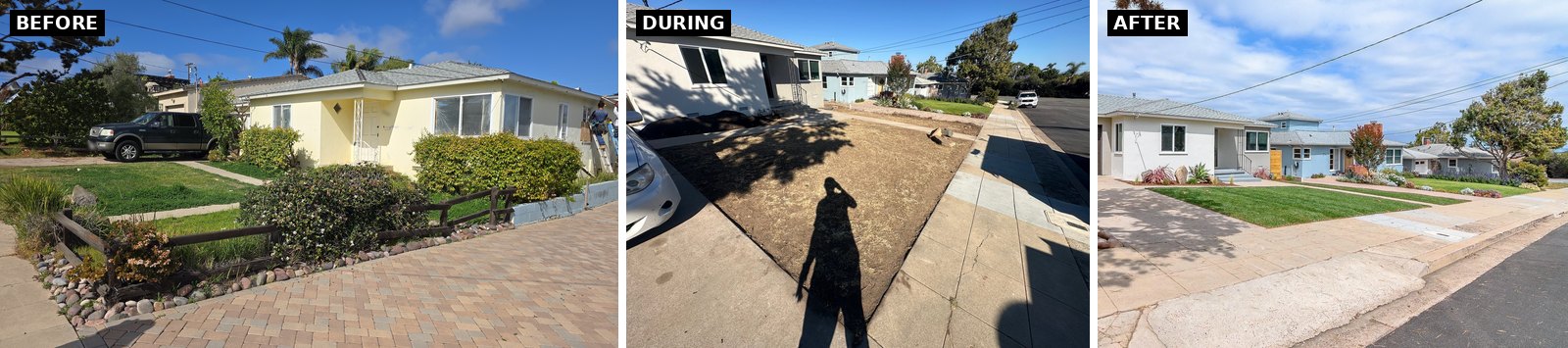 Point Loma Heights front yard: before, during and after