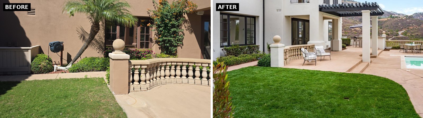 Rancho Santa Fe estate backyard before and after