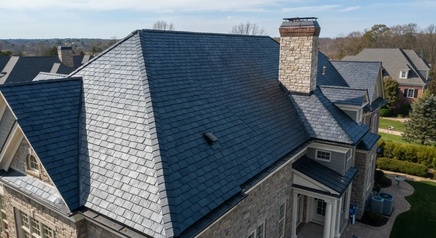 Synthetic slate roof installation