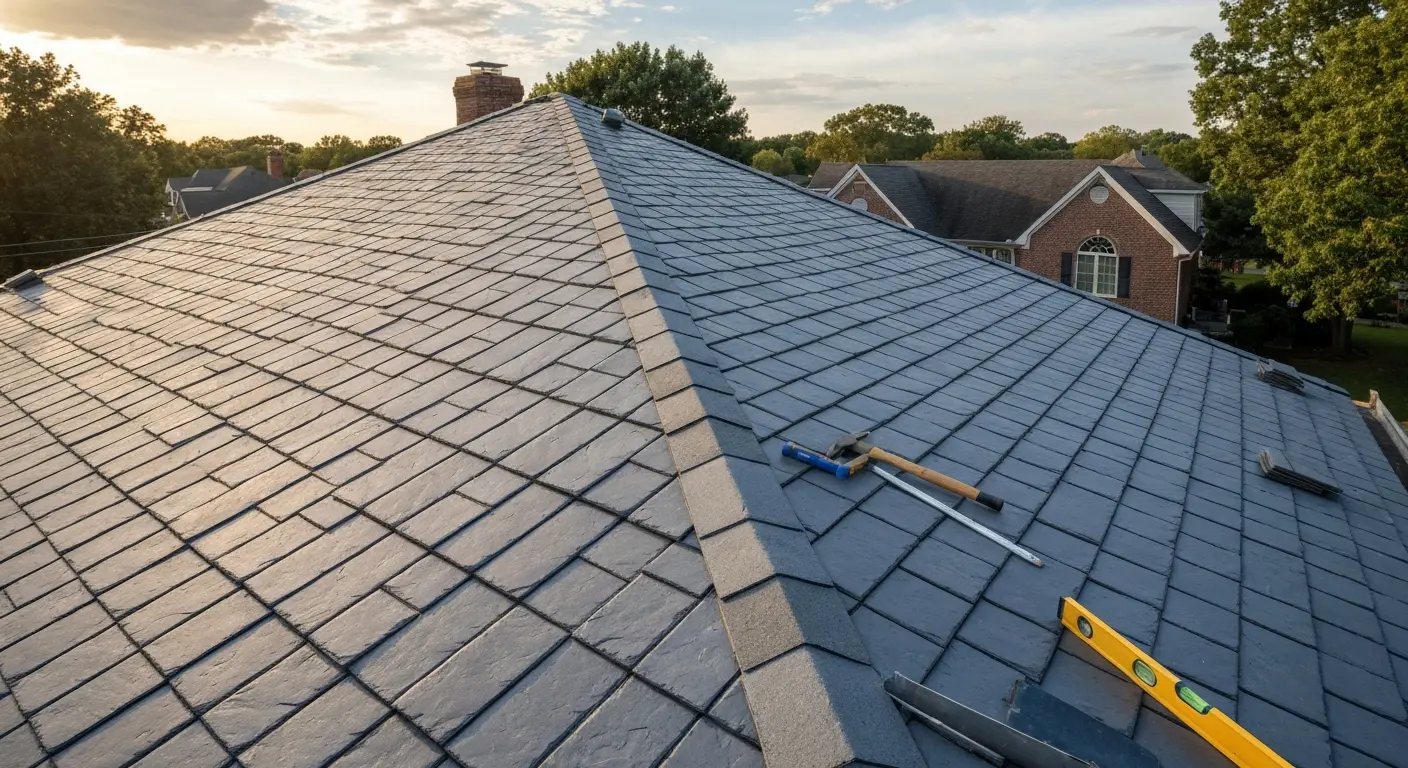 Synthetic slate roof installation