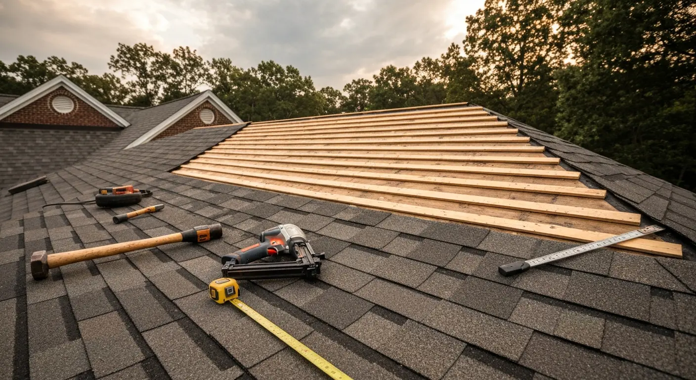 Storm damage roof repair in Clifton