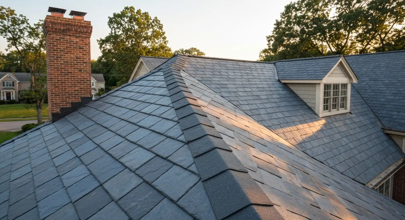 Synthetic slate roof installation