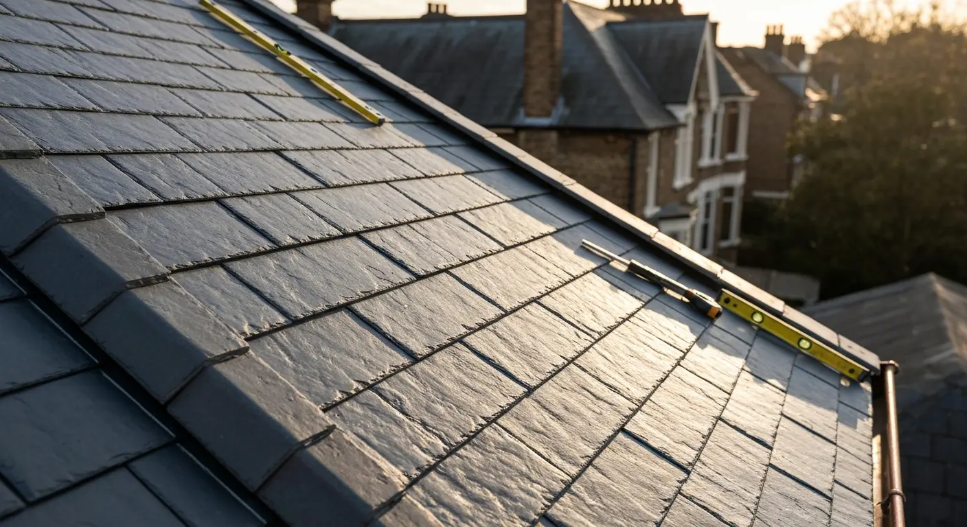 Synthetic slate roofing materials