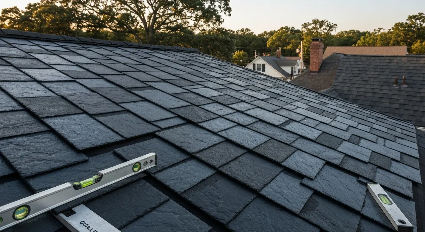 Synthetic slate roof installation