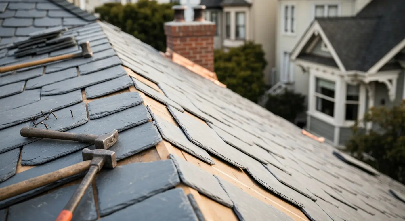 Slate roof work