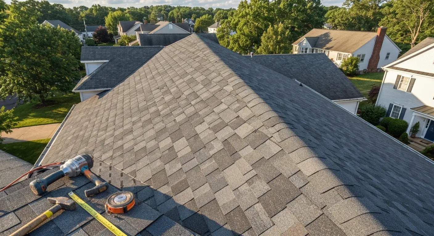 Roof replacement work in progress