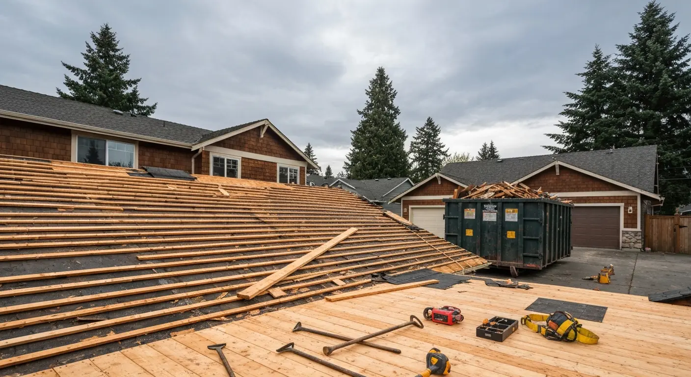 Roof tear-off and debris removal