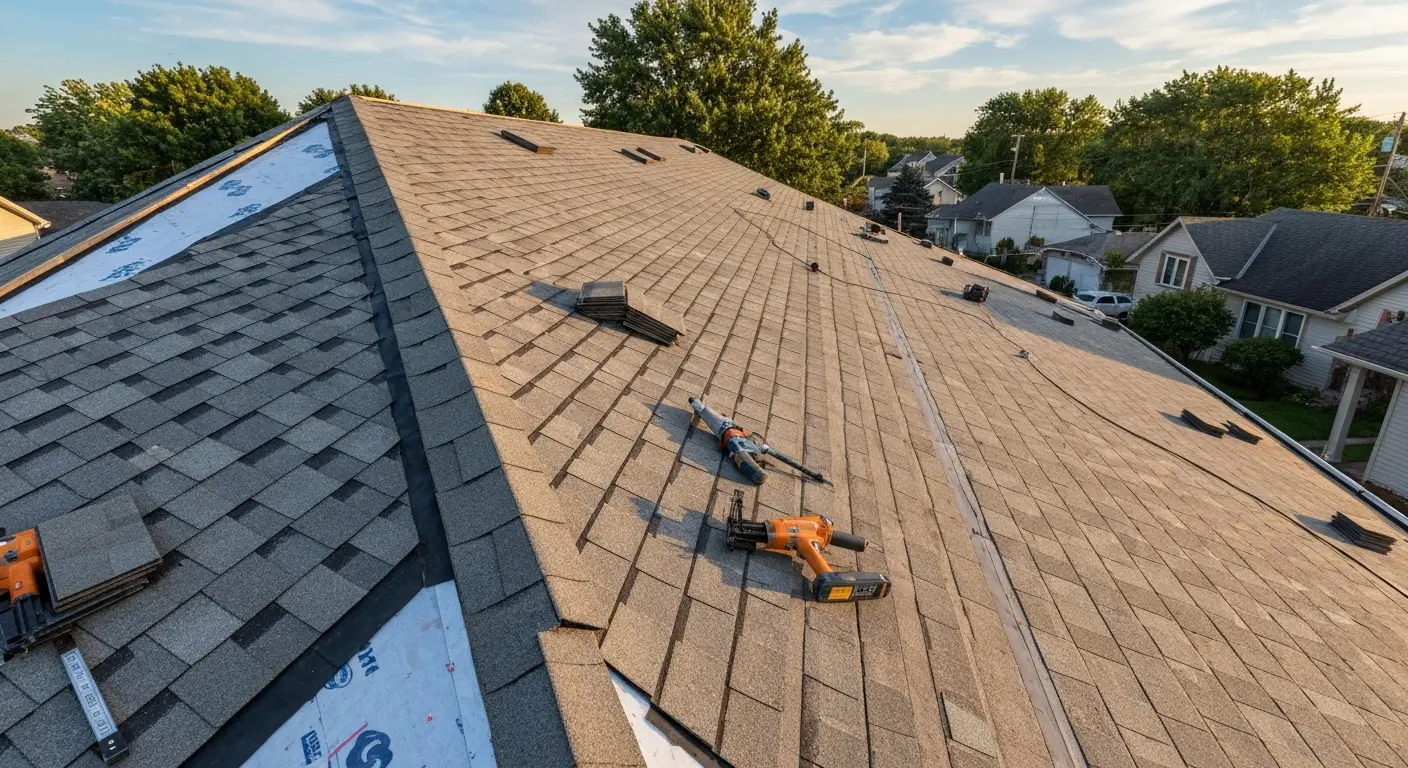 Roof replacement in progress