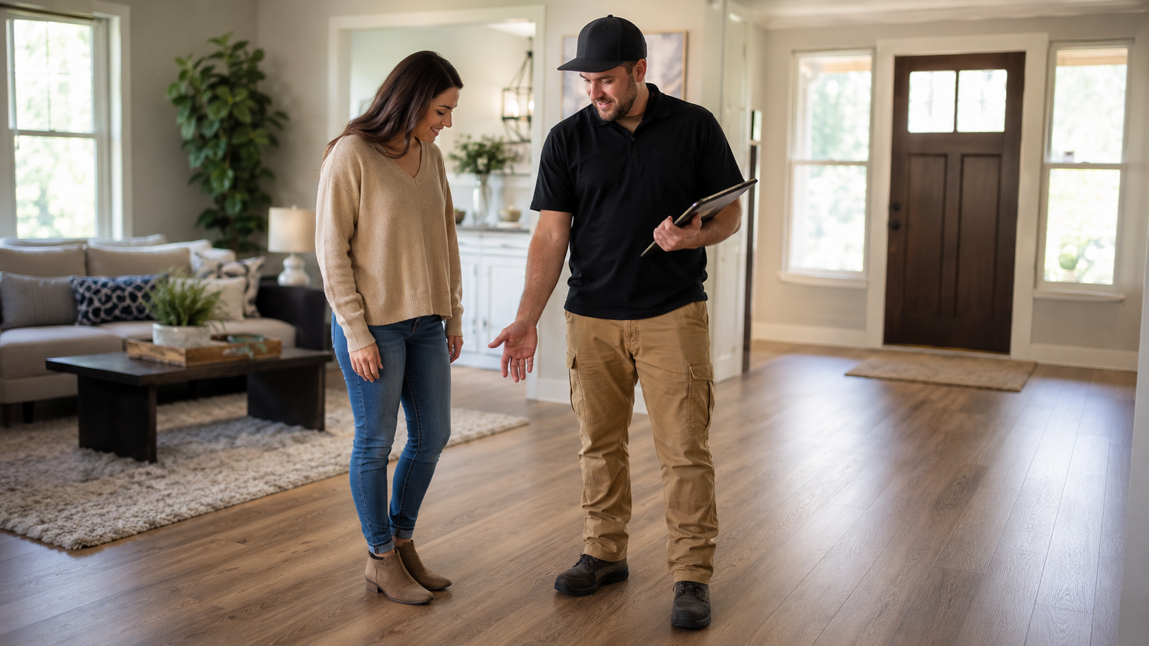 Flooring business team following up with a homeowner lead